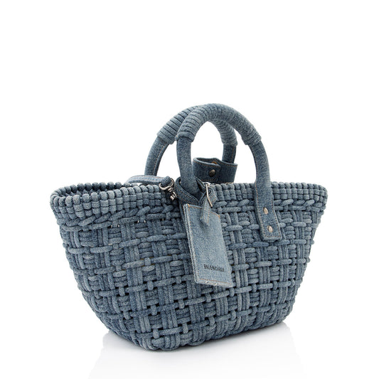 Luxury Balenciaga Denim Bistro Panier XS Tote (SHF-73HneA)