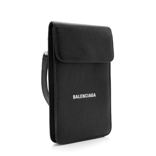 Luxury Balenciaga Grained Calfskin Logo Cash Phone Card Holder Flap Bag (SHF-23466)