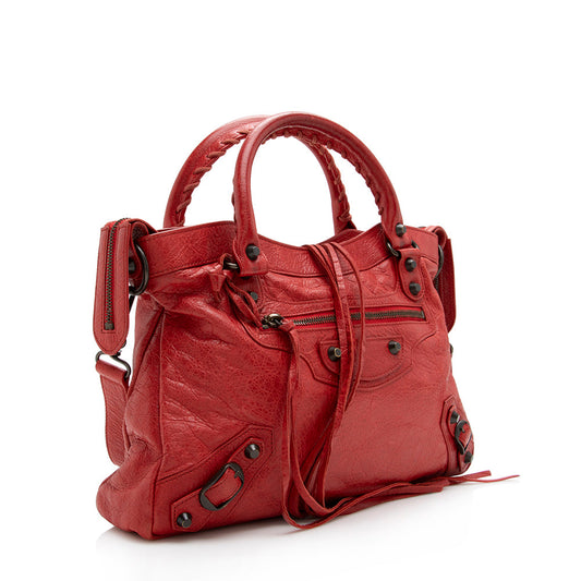 Luxury Balenciaga Leather Classic Town Satchel (SHF-17637)
