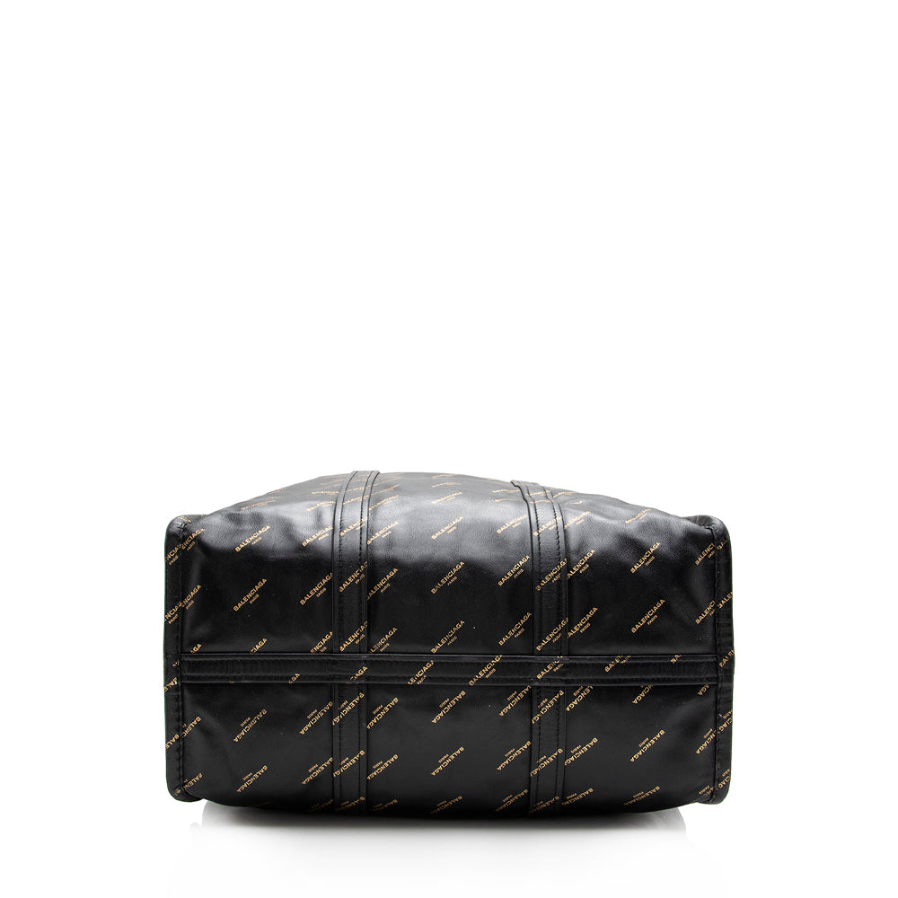 Luxury Balenciaga Leather Logo Bazar Medium Tote (SHF-16285)