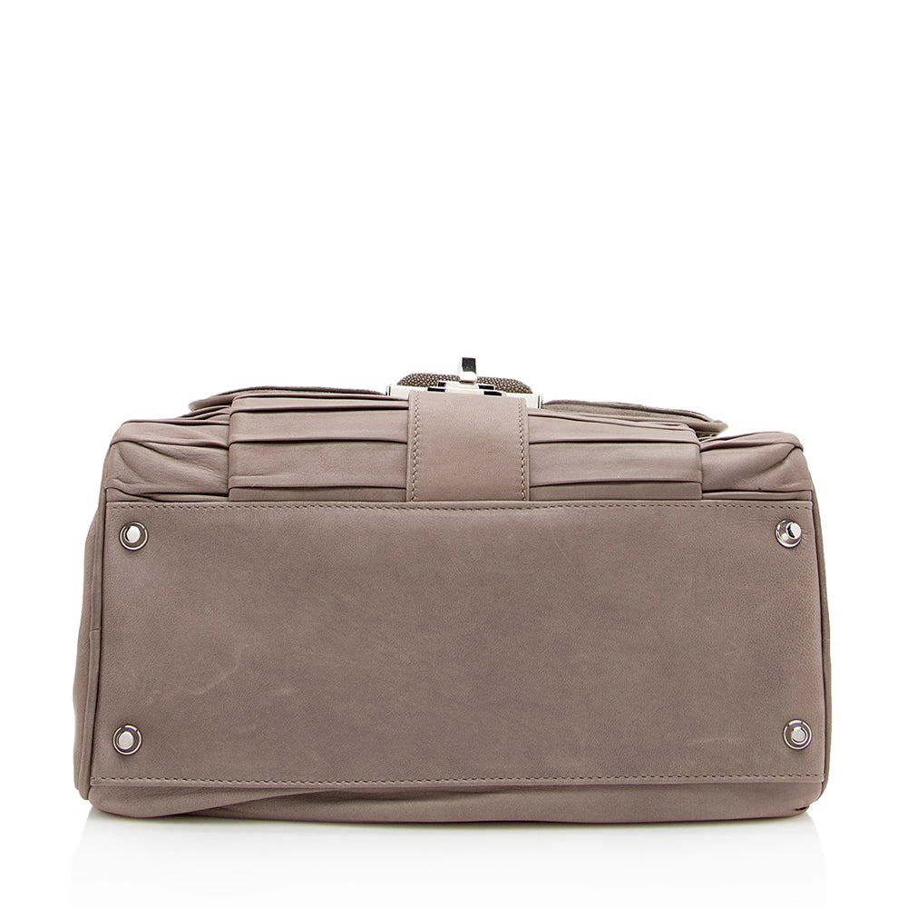 Luxury Balenciaga Leather Stingray Accordion Cherche Satchel (SHF-16459)