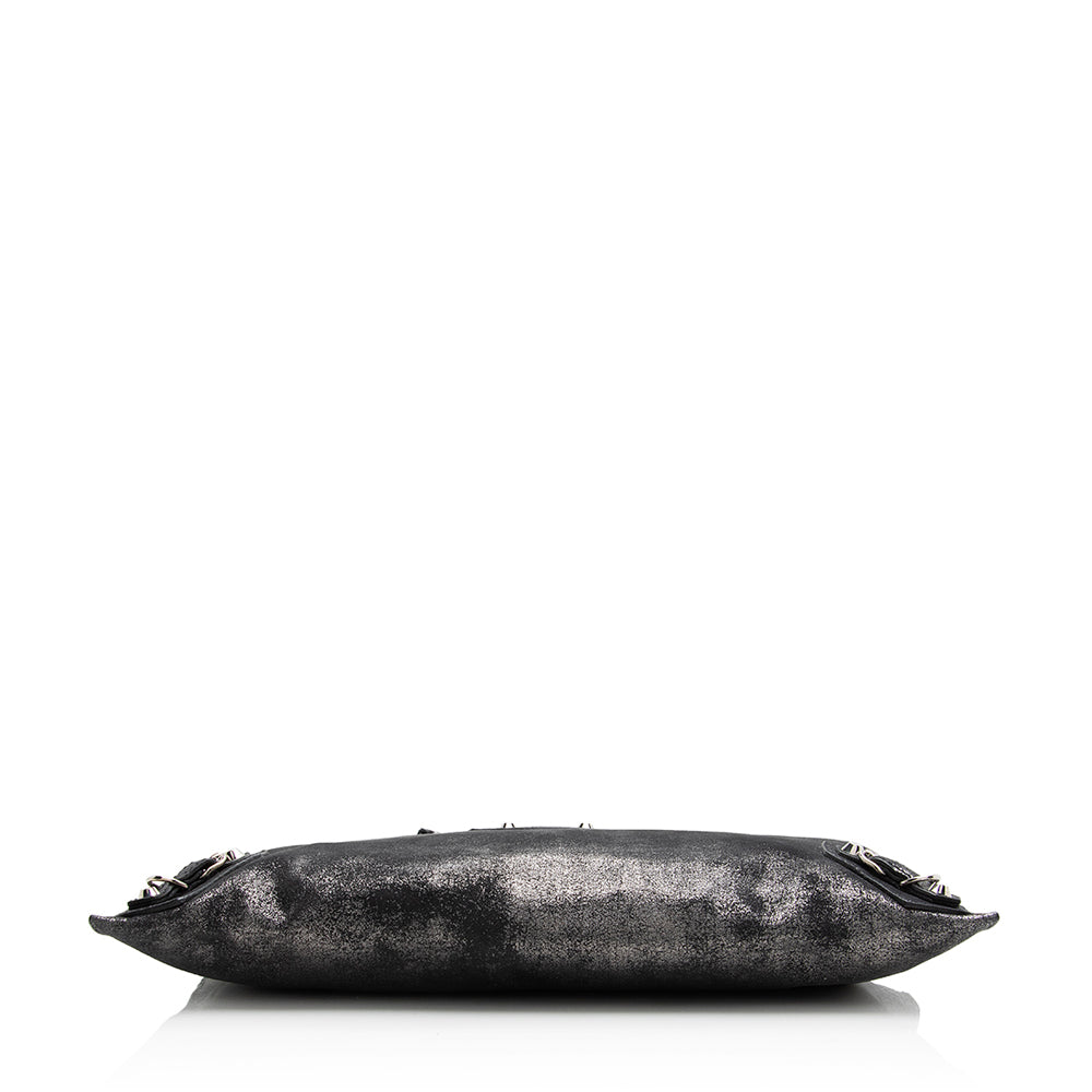 Luxury Balenciaga Metallic Calfskin Milky Way Papier Clutch (SHF-21705)