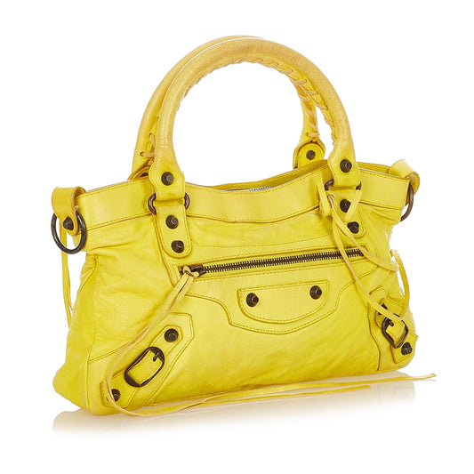 Luxury Balenciaga Motocross Classic City Lambskin Leather Satchel (SHG-26047)