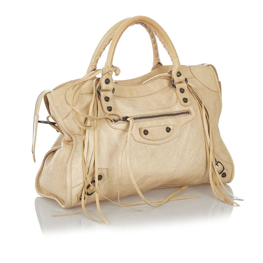 Luxury Balenciaga Motocross Classic City Lambskin Leather Satchel (SHG-26903)