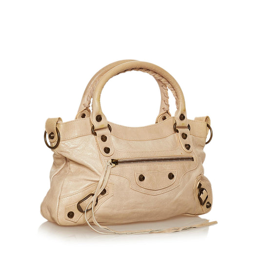 Luxury Balenciaga Motocross Classic City Lambskin Leather Satchel (SHG-29309)