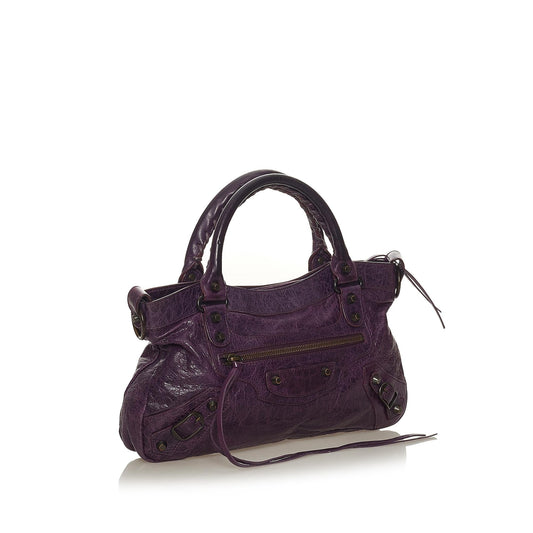 Luxury Balenciaga Motocross Classic First Lambskin Leather Satchel (SHG-27480)