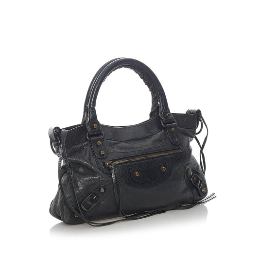 Luxury Balenciaga Motocross Classic First Lambskin Leather Satchel (SHG-32814)