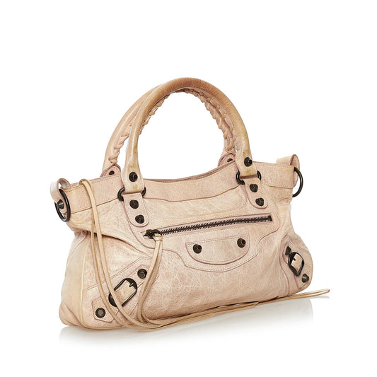 Luxury Balenciaga Motocross Classic First Lambskin Leather Satchel (SHG-33550)