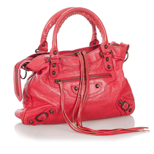 Luxury Balenciaga Motocross Classic Town Leather Satchel (SHG-26839)