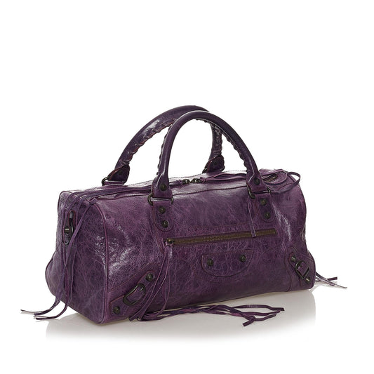 Luxury Balenciaga Motocross Classic Twiggy Leather Satchel (SHG-32992)