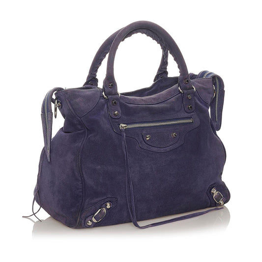 Luxury Balenciaga Motocross Classic Velo Velvet Satchel (SHG-27829)