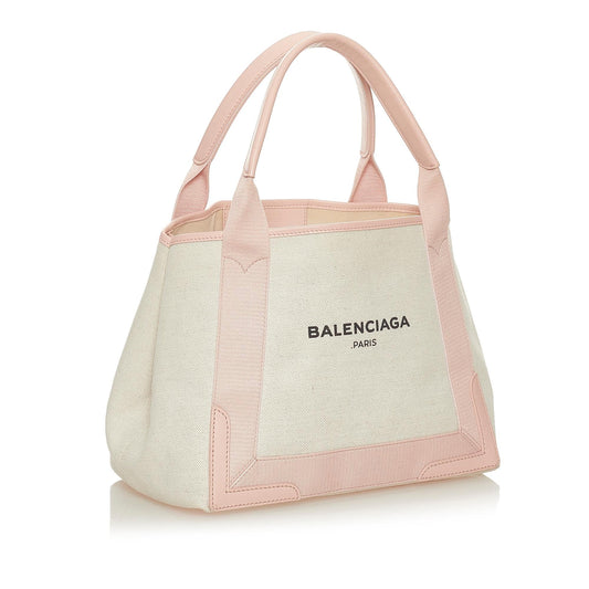 Luxury Balenciaga Navy Cabas S Canvas Tote Bag (SHG-27791)
