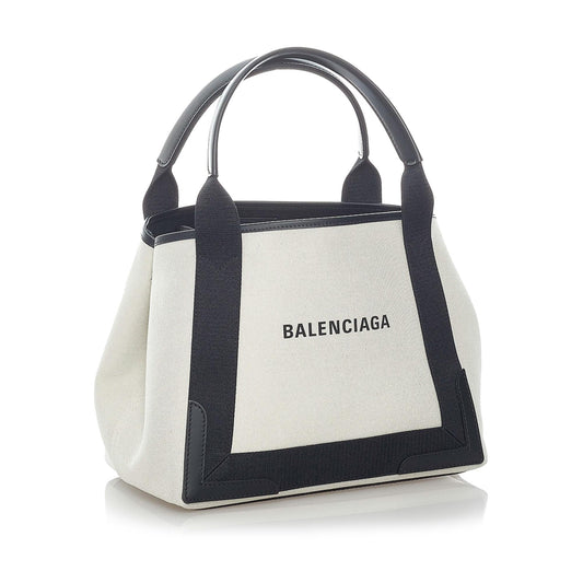 Luxury Balenciaga Navy Cabas S Canvas Tote Bag (SHG-32033)