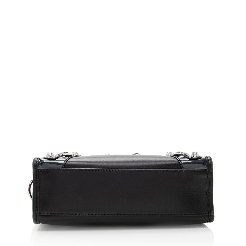 Luxury Balenciaga Patent Matte Calfskin Metal Edge City Mini Satchel - FINAL SALE (SHF-17574)