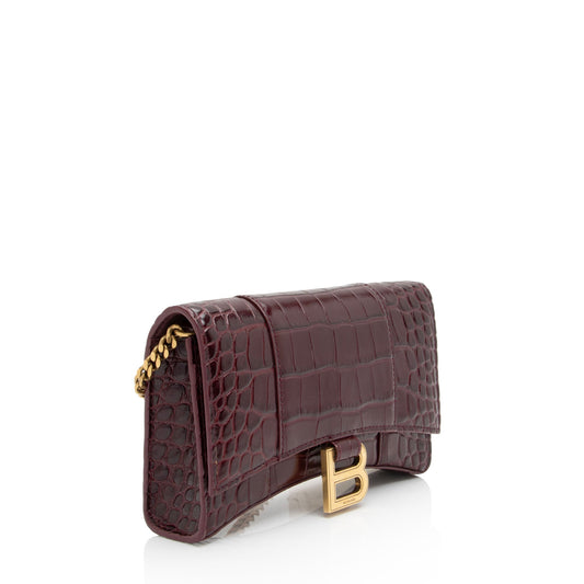 Luxury Balenciaga Shiny Croc Embossed Calfskin Hourglass Chain Bag (SHF-8zNGYk)