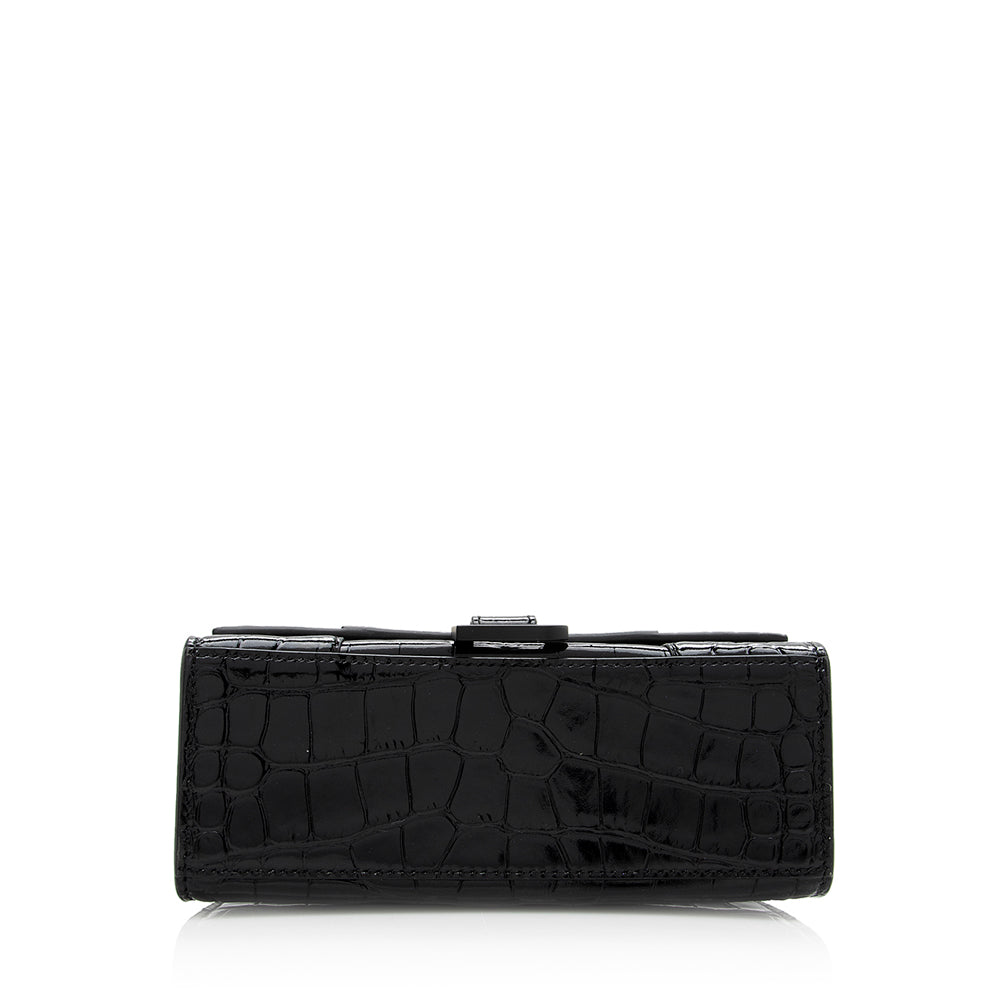 Luxury Balenciaga Shiny Croc Embossed Calfskin Hourglass XS Satchel (SHF-20783)