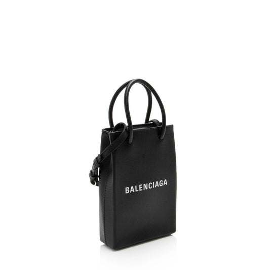 Luxury Balenciaga Textured Calfskin Phone Holder Crossbody (SHF-vPnMbh)