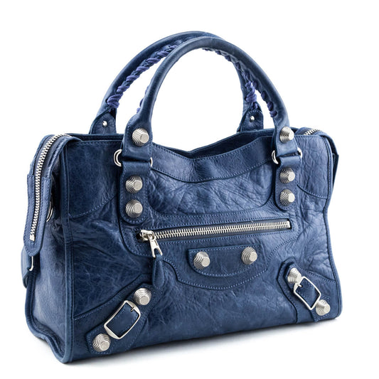 Luxury Balenciaga Ocean Goatskin Giant 21 Silver City Bag