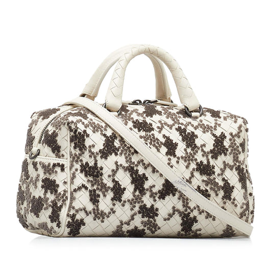 Luxury Bottega Veneta In Mist Intrecciato Flocked Velvet Bouquet Duffel Bag (SHG-xasGlj)