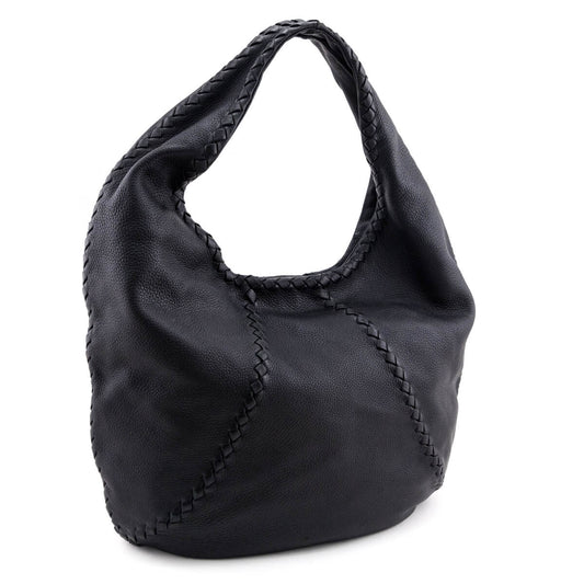 Luxury Bottega Veneta Black Cervo Deerskin Large Hobo