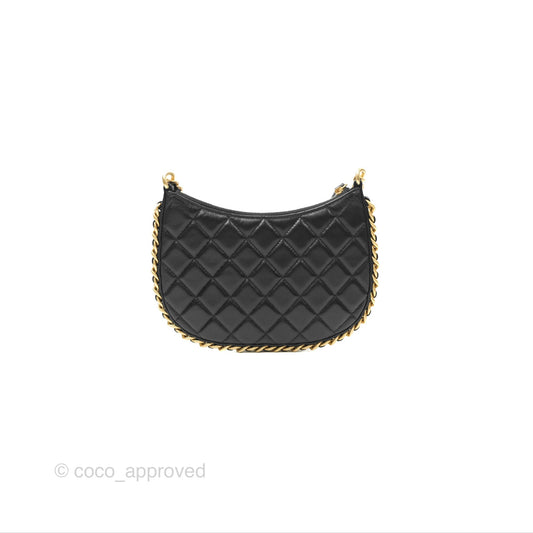 Chanel Chain Around Hobo Bag Black Lambskin Aged Gold Hardware 23B