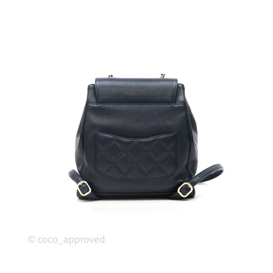 Chanel Quilted Business Affinity Backpack Navy Caviar Light Gold Hardware
