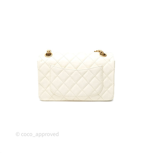 Chanel Mini Reissue 224 White Ivory Aged Calfskin Aged Gold Hardware