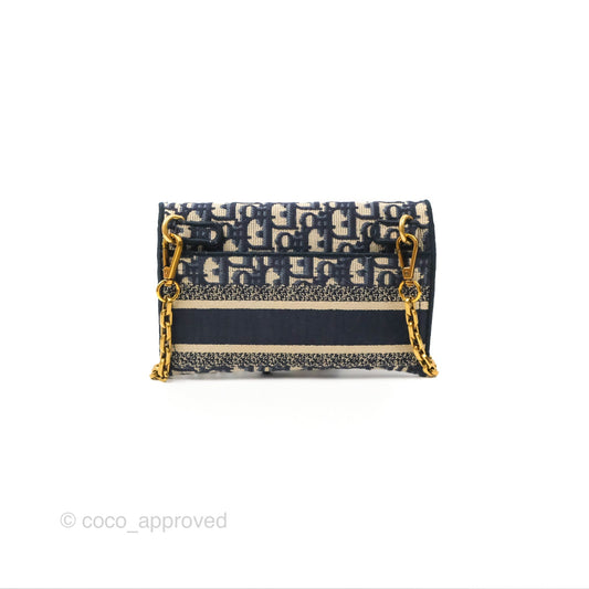 Christian Dior Navy Oblique Slim Saddle Pouch