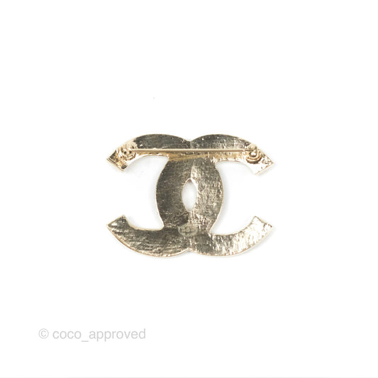 Chanel CC Brown Gripoix Rectangle Brooch Gold Tone 19A