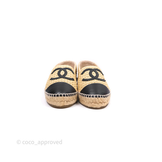 Chanel Espadrilles Raffia Black & Beige Size 38