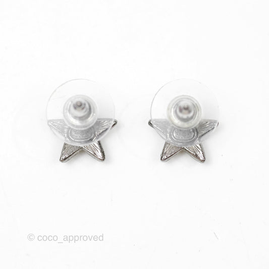 Chanel Gold CC Crystals Star Earrings Gun Metal 21S