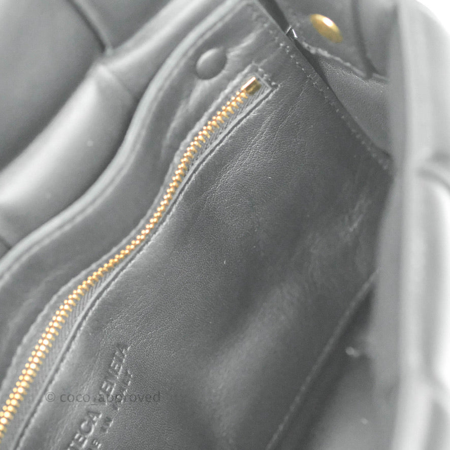 Bottega Veneta Padded Cassette Shoulder Bag Intrecciato Black Lambskin Gold Hardware