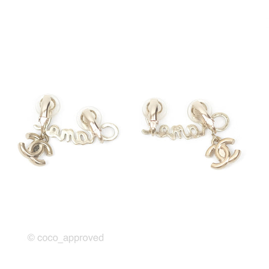 Chanel Logo CC Turnlock Ear Clips Gold Tone 21P