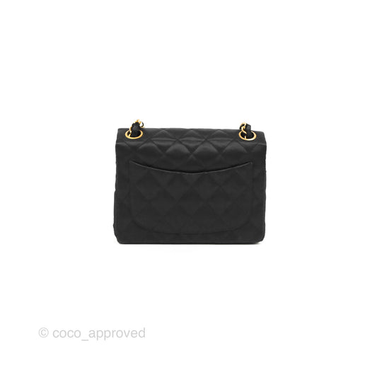 Chanel Mini Square Black Satin Gold Hardware