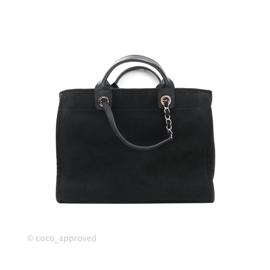 Chanel Medium Deauville Black Canvas Imitation Pearl