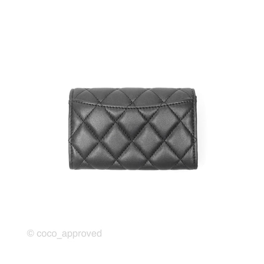 Chanel Classic Flap Card Holder Quilted Iridescent So Black