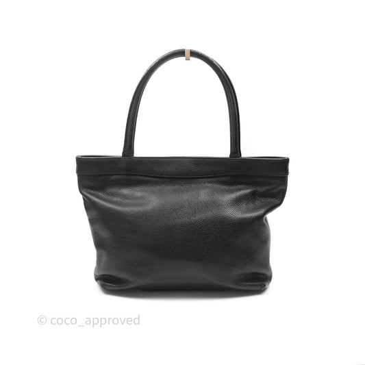 Chanel Vintage CC Tote Bag Black Caviar
