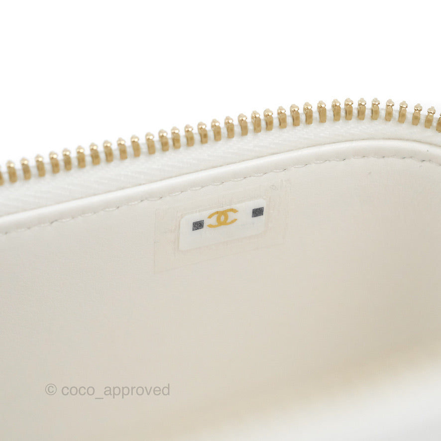 Chanel Classic Vanity with Chain White Caviar Gold Hardware