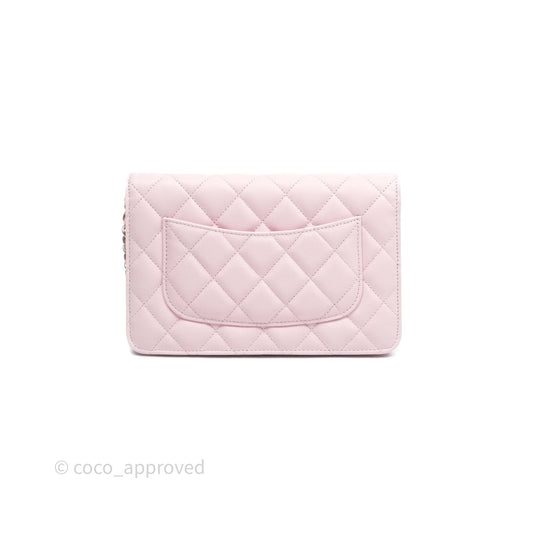 Chanel Classic Quilted Wallet on Chain WOC Light Pink Caviar Gold Hardware