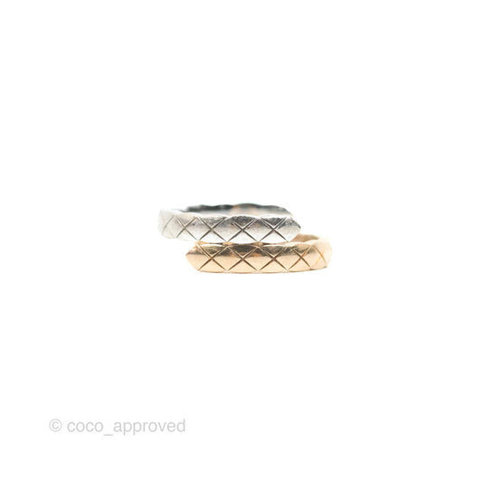 Chanel Crystal Coco Crush Toi Et Moi Ring 18K White & Beige Gold Size 51