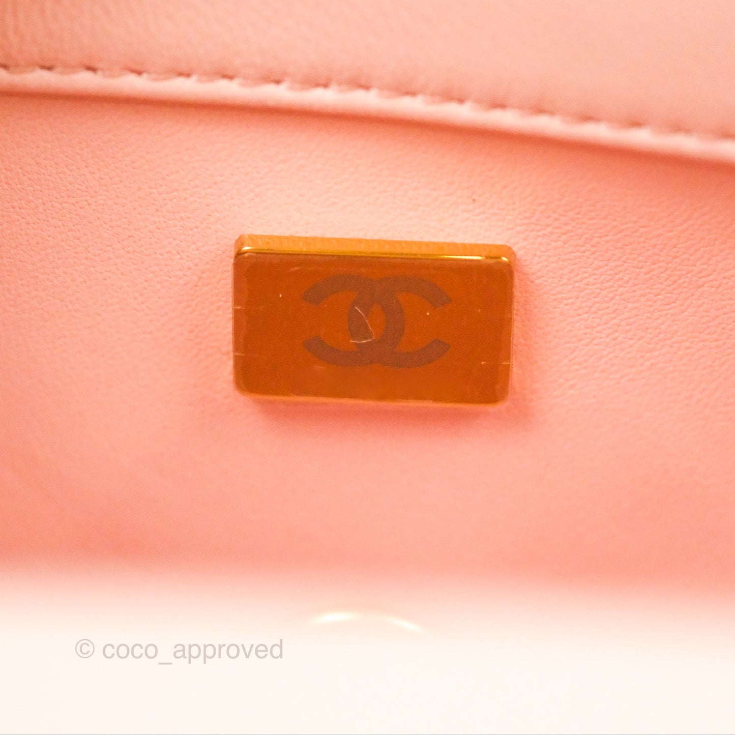 Chanel Pearl Crush Mini Rectangular Light Pink Lambskin Aged Gold Hardware