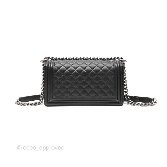 Chanel Medium Boy Quilted Black Caviar Ruthenium Hardware