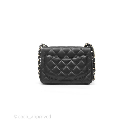 Chanel Mini Square Quilted Black Lambskin Gold Hardware
