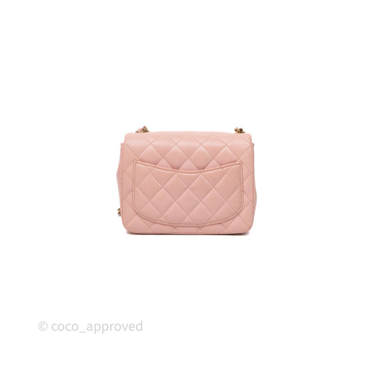 Chanel Mini Square Flap Quilted Pink Lambskin Gold Hardware