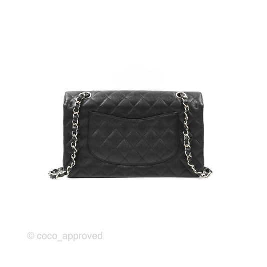 Chanel Classic M/L Medium Flap Quilted Black Caviar Silver Hardware