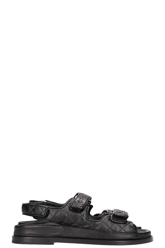 CHANEL Dad Sandals Caviar Black