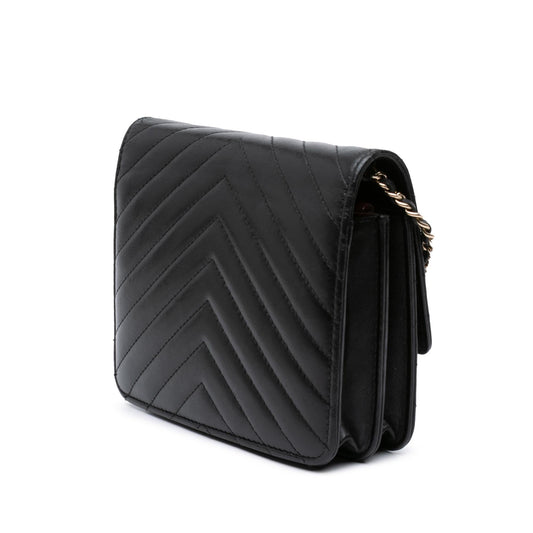 Chanel CC Chevron Lambskin Square Wallet On Chain
