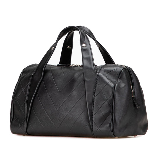 Chanel CC Chevron Quilted Lambskin Boston