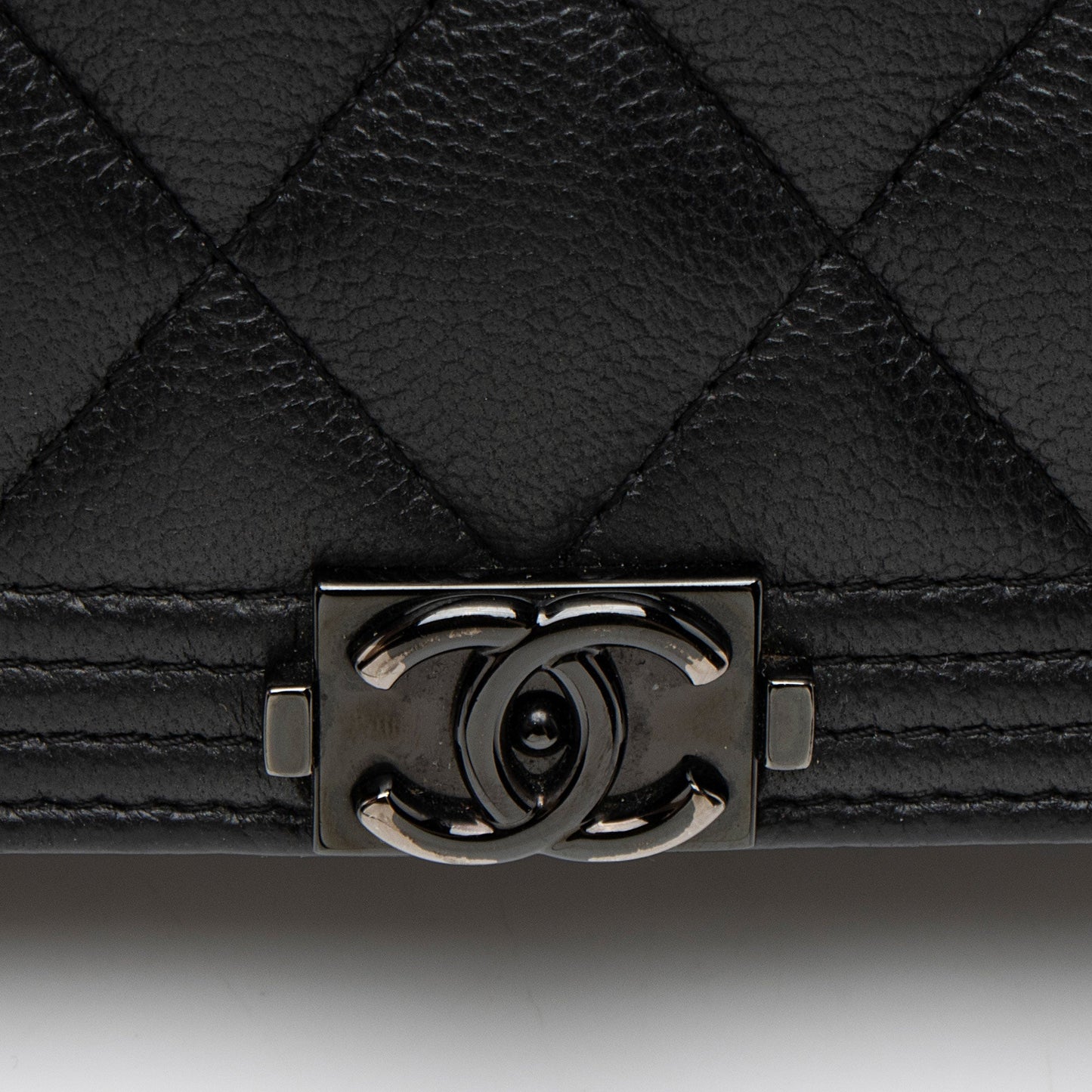 Chanel Caviar Leather So Black Boy Wallet on Chain