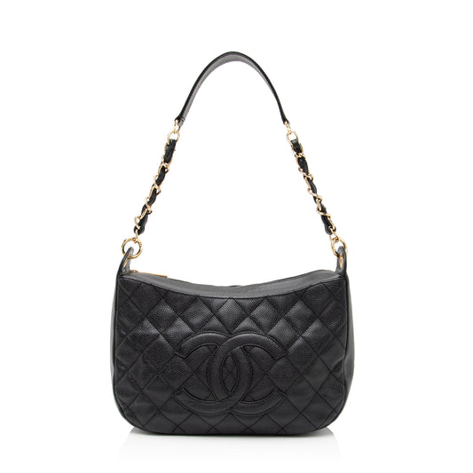 Chanel Caviar Leather Timeless CC Hobo (SHF-fu7h3a)